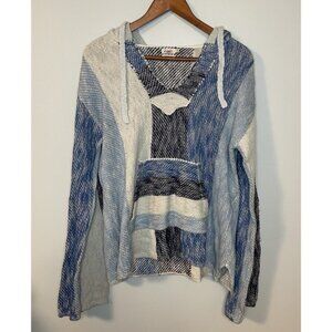 Faherty Beach Baja French Terry Hoodie Poncho Size S Blue Surfer 100%‎ Cotton